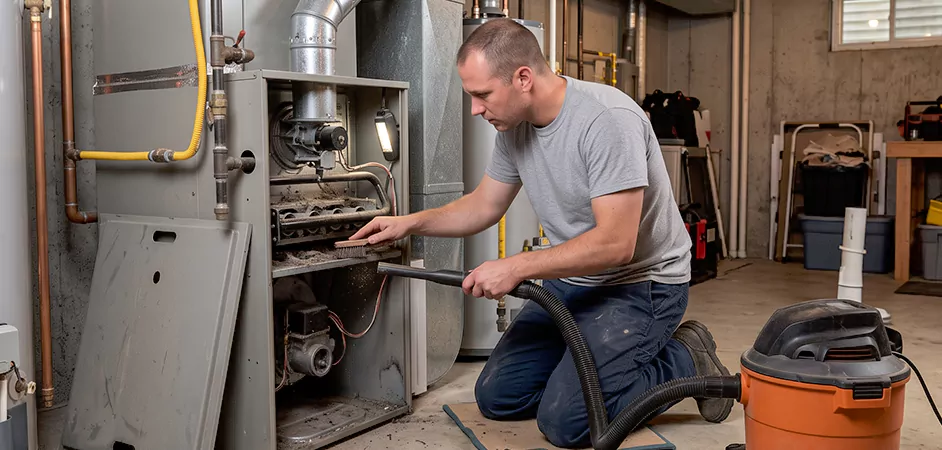 Burner and Heater Compartment Lint Removal in Killeen