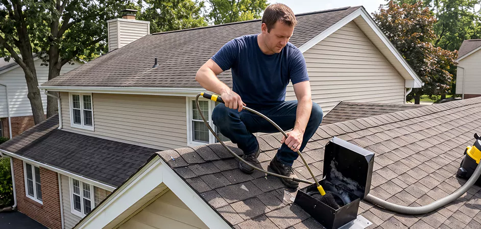 Multi-Story Roof Dryer Vent Cleaning in Killeen